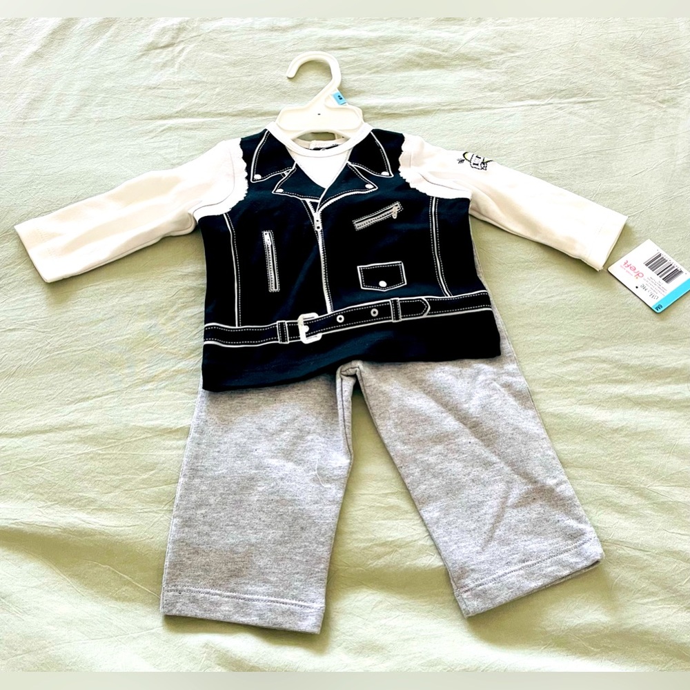 Little Me, 6 Months, Baby Boy Motorcycle Vest Novelty Pant Set